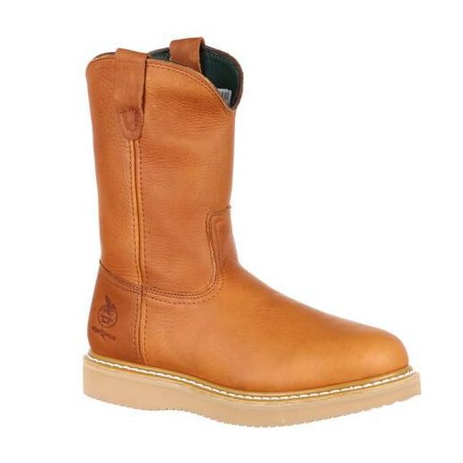 Georgia Men's Wedge Steel Toe Pull On Work Boot in Barracuda Gold