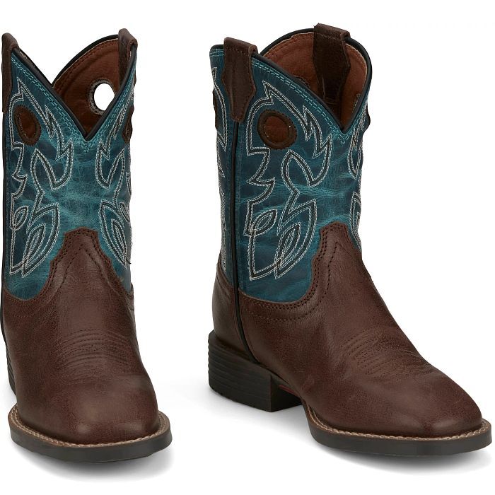 Justin Kids' Bowline Junior Western Boots in Walnut
