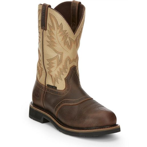 Justin Men's Superintendent 11-In Steel Toe Boot in Golden Work