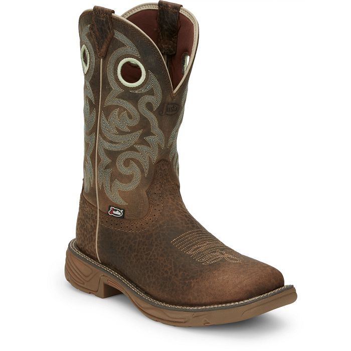 Justin Men's Rush 11-In Western Work Boot in Mocha Brown