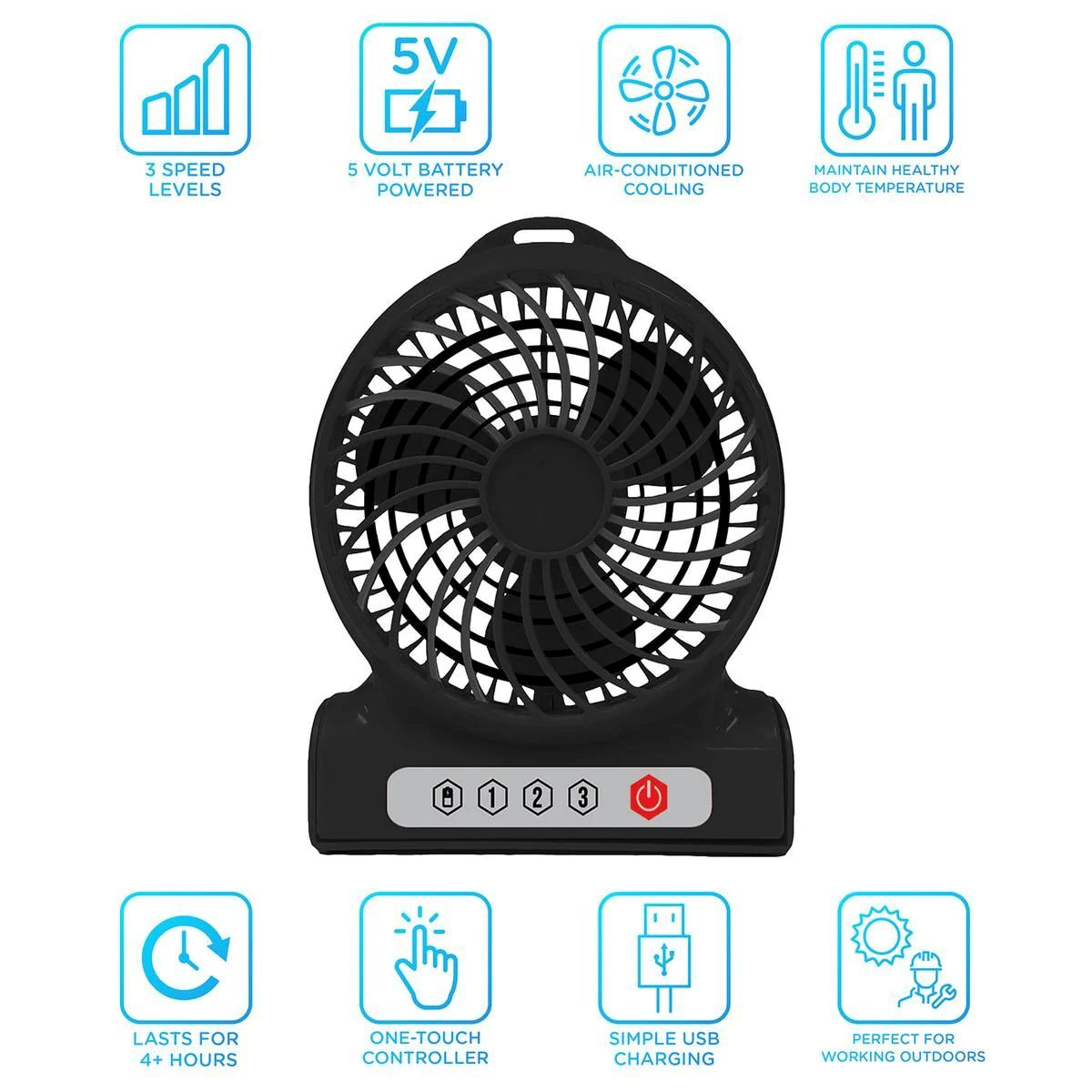 Alphacool Rechargeable Personal Fan, 4-In