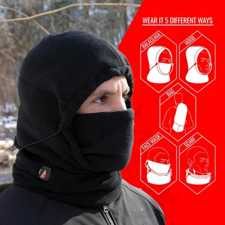 ActionHeat Men's 5-Volt Battery Heated Fleece Balaclava in Black