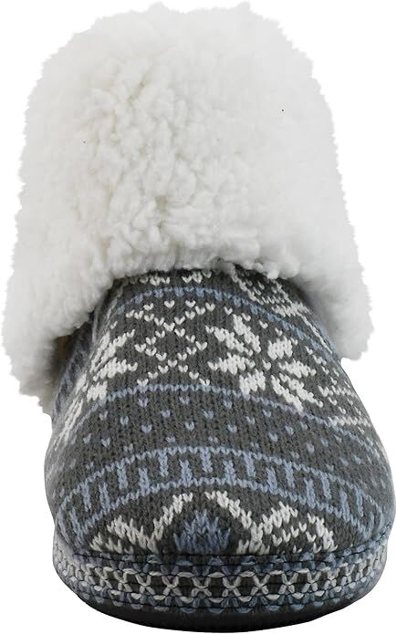 Muk Luks Women's Melinda Bootie Slipper in Grey Snowflake