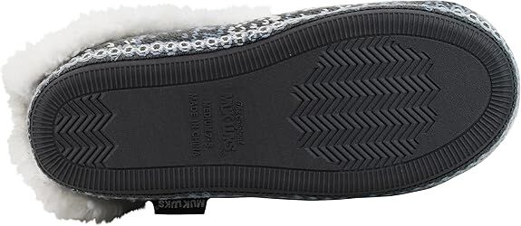 Muk Luks Women's Melinda Bootie Slipper in Grey Snowflake