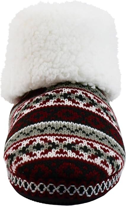 Muk Luks Women's Melinda Bootie Slipper in Red Fairisle