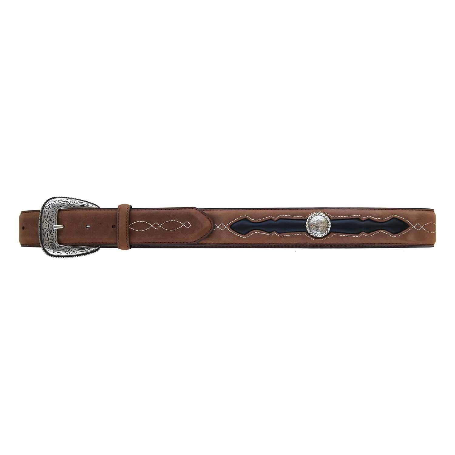 AndWest Men's 1 3/8-In Fancy Inlay Belt in Brown