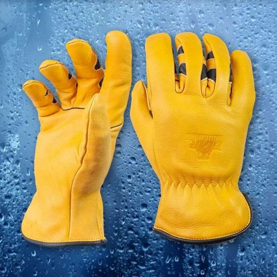 Bear Knuckles Men's Water Resistant Leather Cowhide Driver Gloves in Yellow