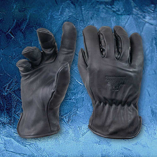 Bear Knuckles Men's Fleece Lined Water Resistant Leather Cowhide Driver Gloves in Black
