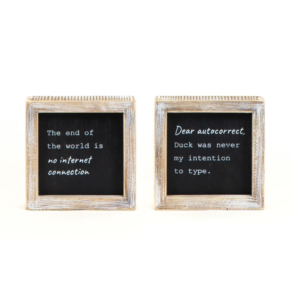 Adams & Co. Duck/Internet Black & White Reversible Wood Frame Sign, 5-In x 5-In x 1.5-In