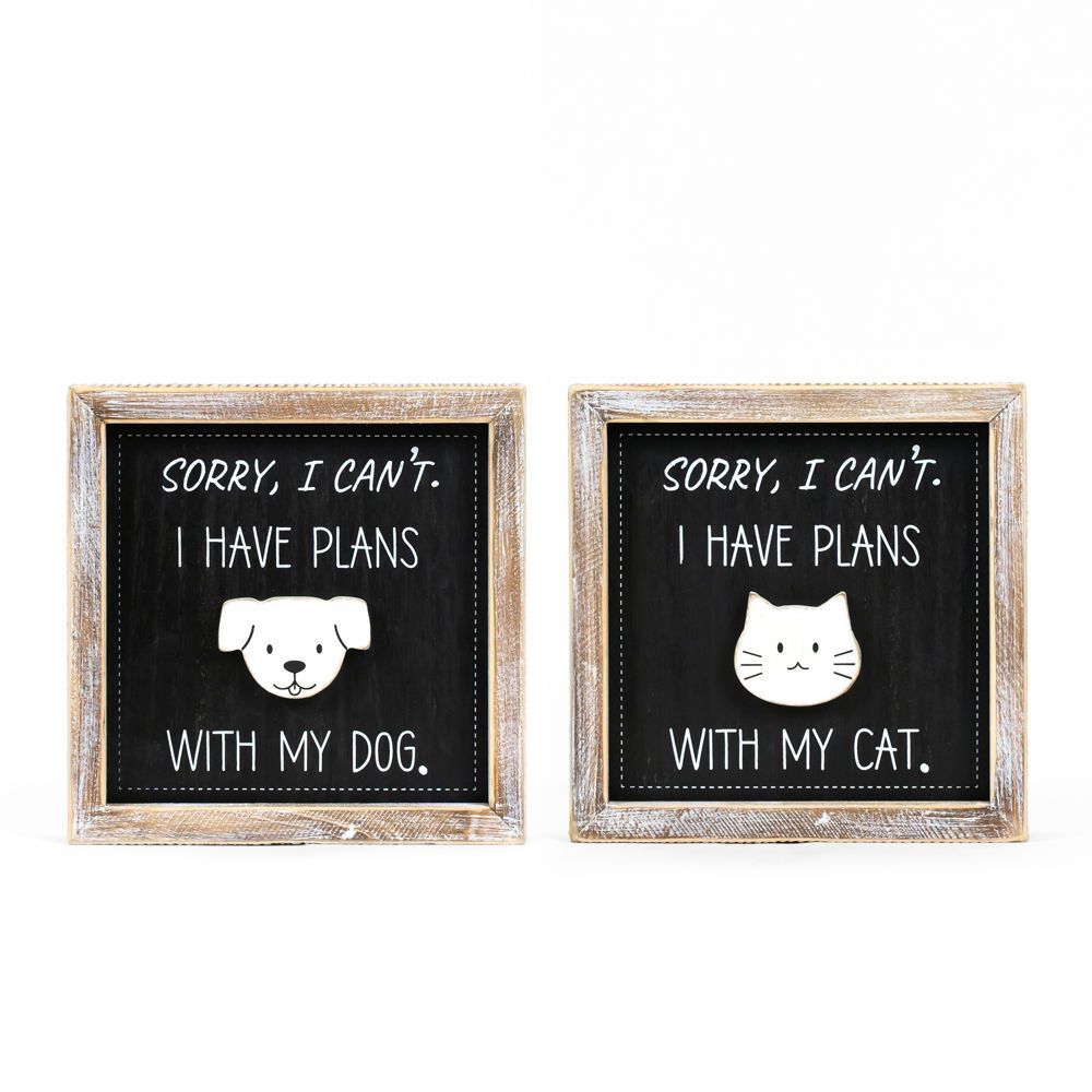 Adams & Co. Sorry Black & White Reversible Wood Frame Sign, 7-In x 7-In x 1.5-In