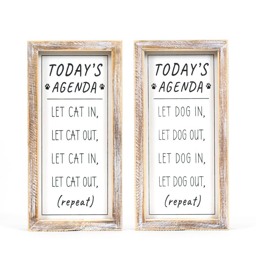 Adams & Co. Agenda White & Black Reversible Wood Frame Sign, 5-In x 10-In x 1.5-In