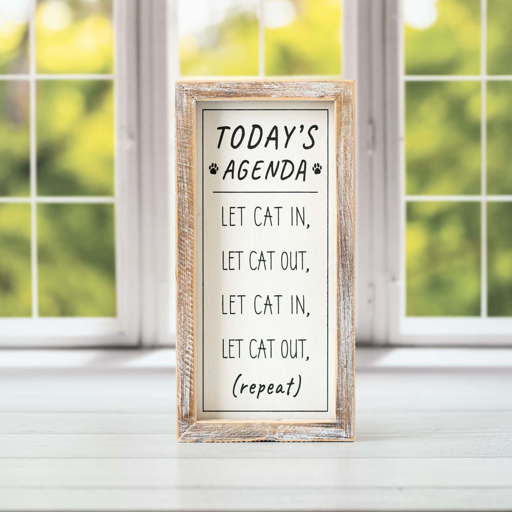 Adams & Co. Agenda White & Black Reversible Wood Frame Sign, 5-In x 10-In x 1.5-In