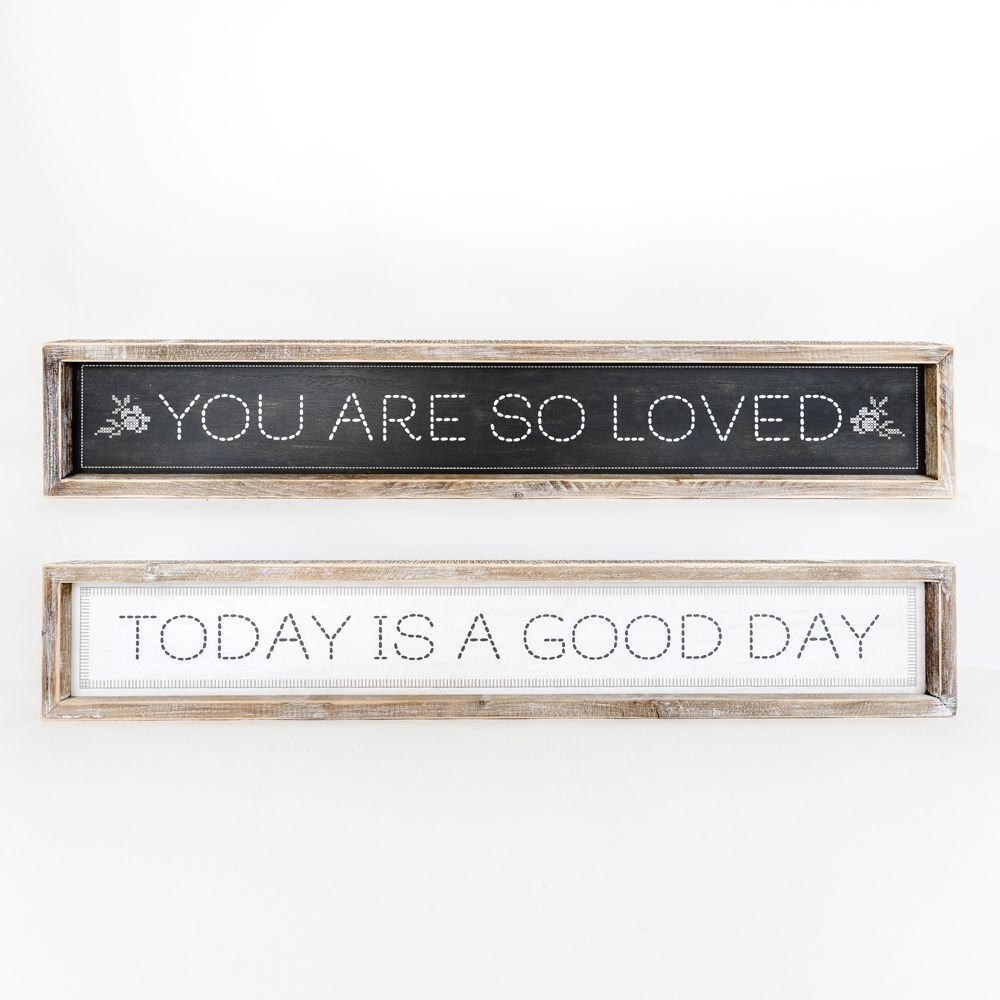Adam & Co. Reversible Wood Frame White & Gray Sign, 36-In x 6-In x 1.5-In