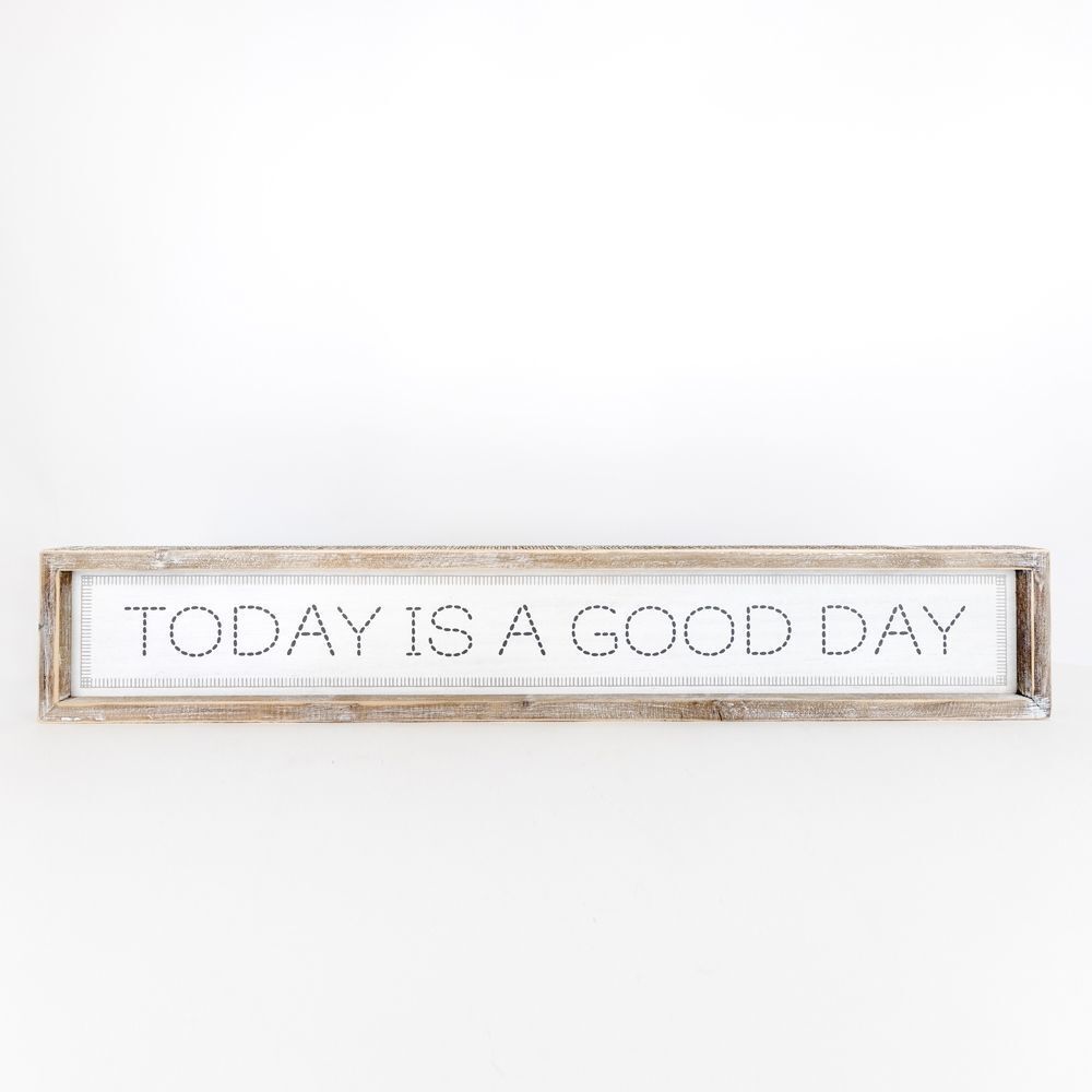Adam & Co. Reversible Wood Frame White & Gray Sign, 36-In x 6-In x 1.5-In