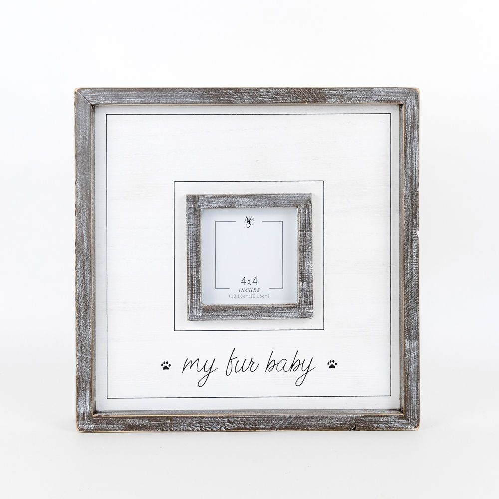 Adams & Co. Fur Baby White & Black Wood Photo Frame, 12-In x 12-In x 1.5-In