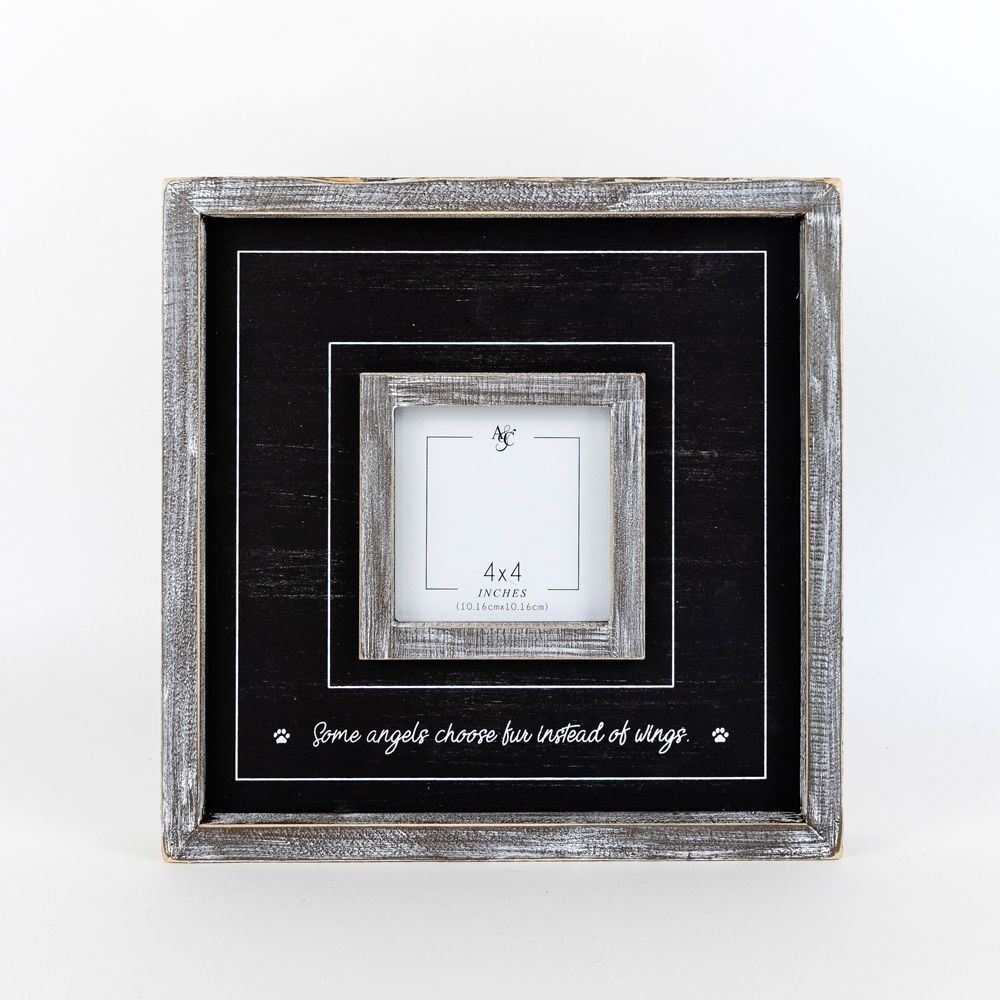 Adams & Co. Fur Wings Black & White Wood Photo Frame, 10-In x 10-In x 1.5-In