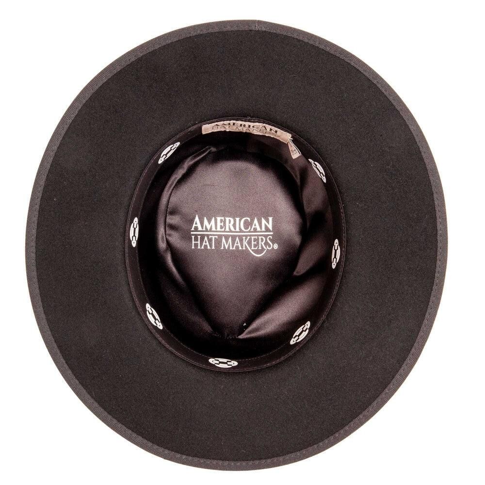 American Hat Makers Women's Bondi Wide Brim Felt Fedora Hat in Black