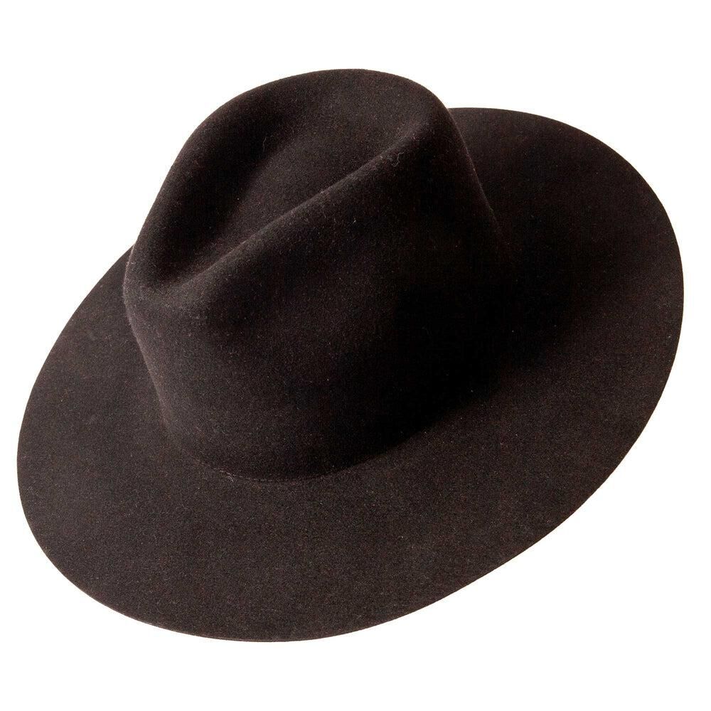 American Hat Makers Men's Rancher Wide Brim Felt Fedora Hat in Black