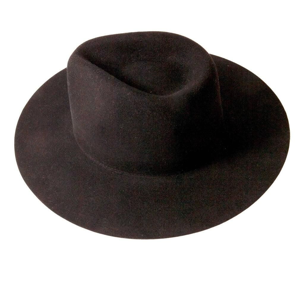 American Hat Makers Men's Rancher Wide Brim Felt Fedora Hat in Black