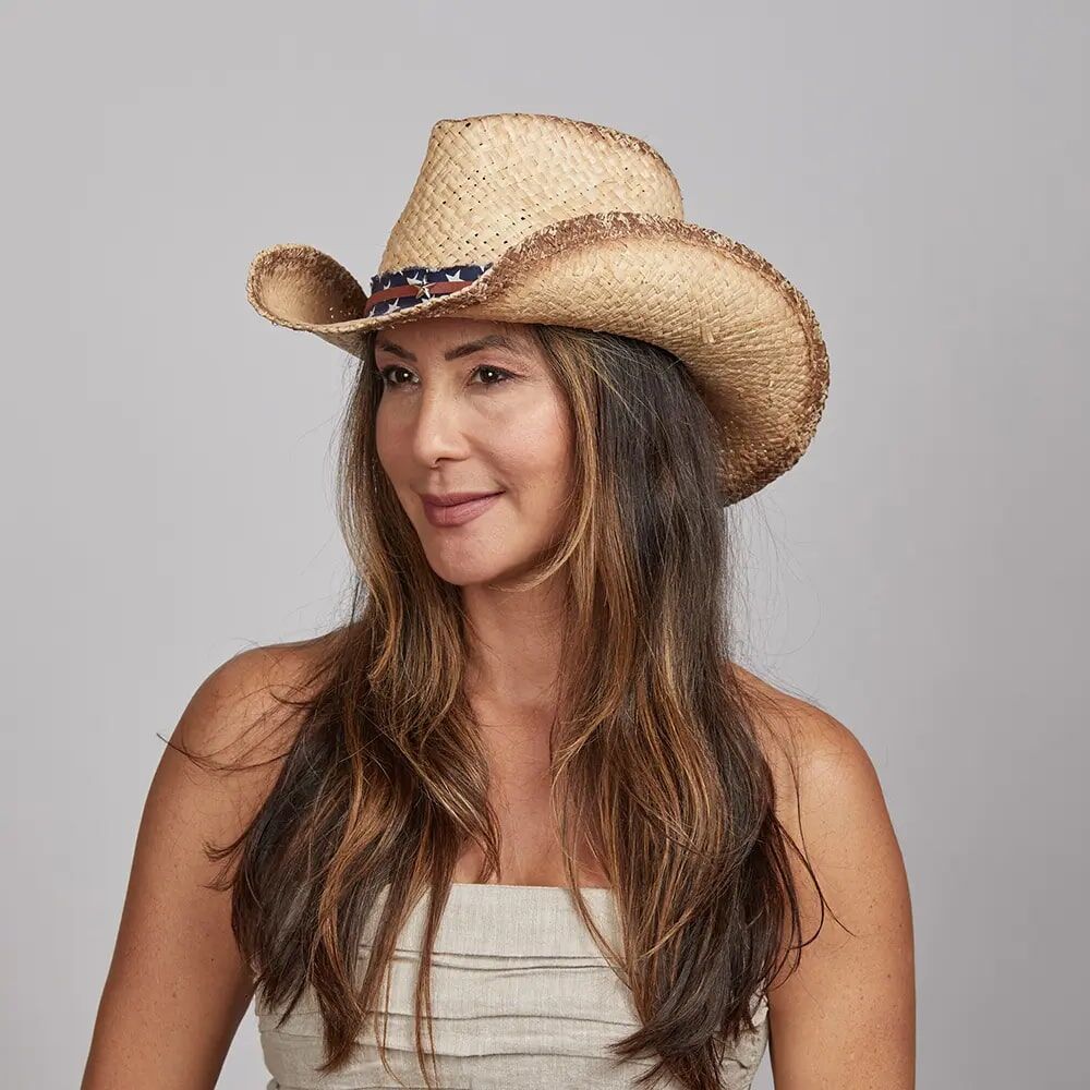 American Hat Makers Women's Dusty Straw Cowgirl Sun Hat in Natural