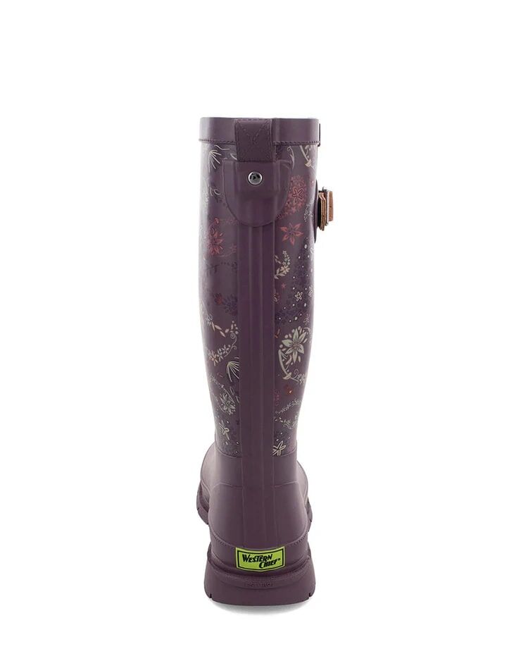Western Chief Women's Floral Paisley Tall Rain Boot in Plum