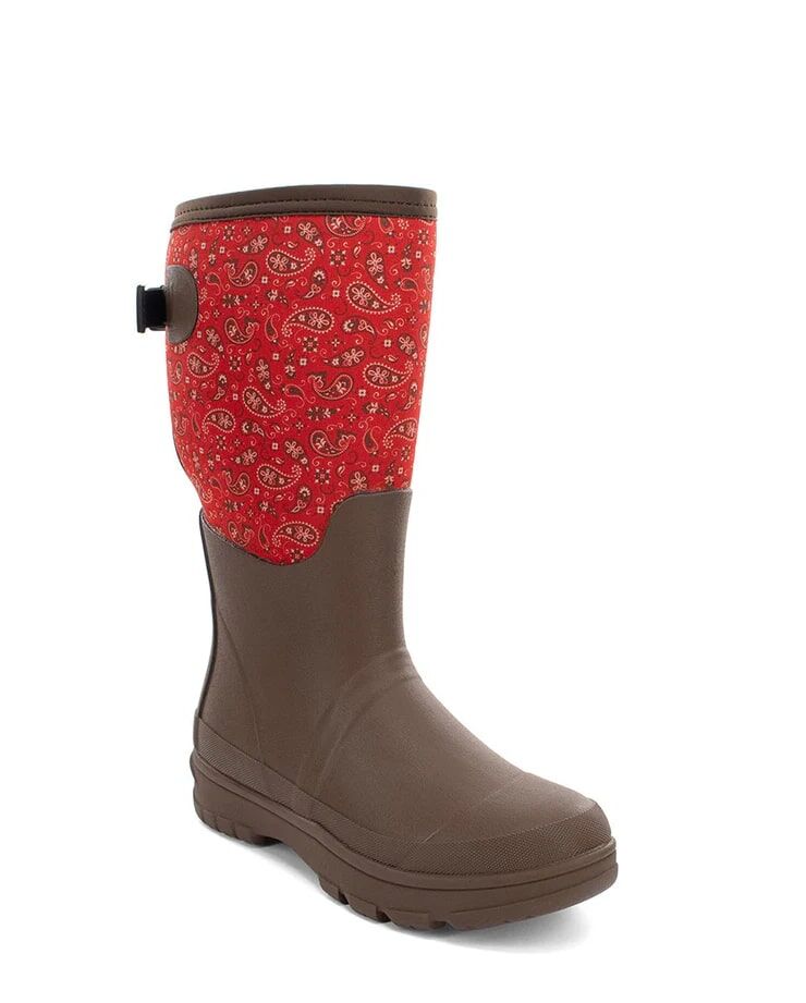 Western Chief Women's Bandana Neoprene Faux Fur Wide Calf Tall Cold Weather Boot