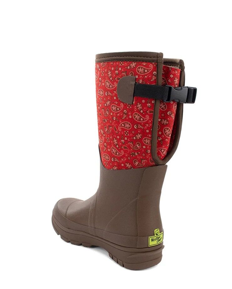 Western Chief Women's Bandana Neoprene Faux Fur Wide Calf Tall Cold Weather Boot