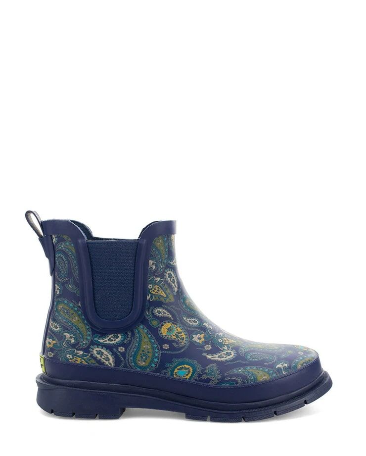 Western Chief Women's Paisley Chelsea Rain Boot in Blue Rubber