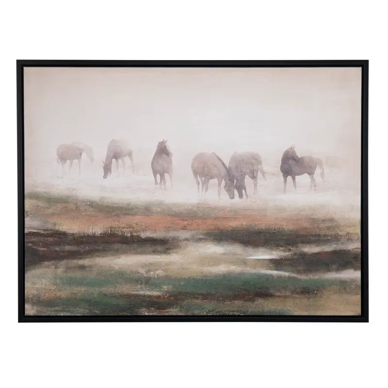 Crestview Collection Grazing Stallions Painting on Canvas, 48-In x 36-In