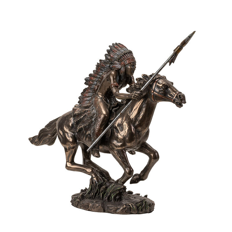 Pacific Trading Indian Warrior On Horse Figure, 10 3/4-In x 3 1/4-In x 8-In