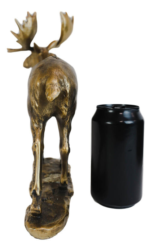 Ebros Gift Realistic Large Gold Patina Bull Moose Statue, 10.5 X 11 X 4.5-In
