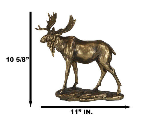 Ebros Gift Realistic Large Gold Patina Bull Moose Statue, 10.5 X 11 X 4.5-In