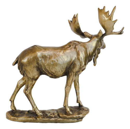 Ebros Gift Realistic Large Gold Patina Bull Moose Statue, 10.5 X 11 X 4.5-In