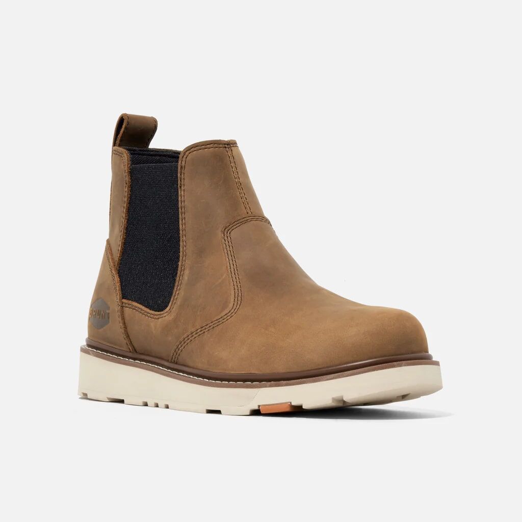 BRUNT Men's The Ohman Soft Toe Slip On Work Boot in Brown