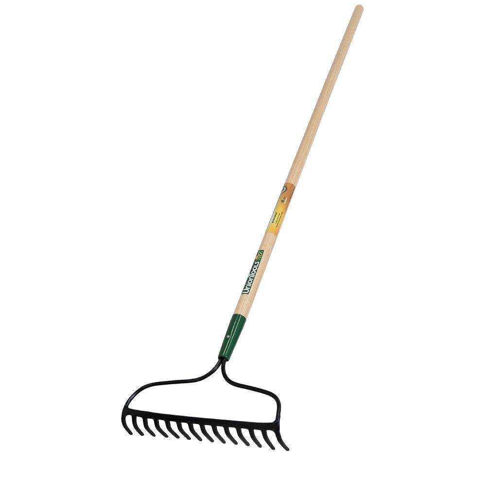 Union Tools Long Wood Handle Garden Rake, 63-In