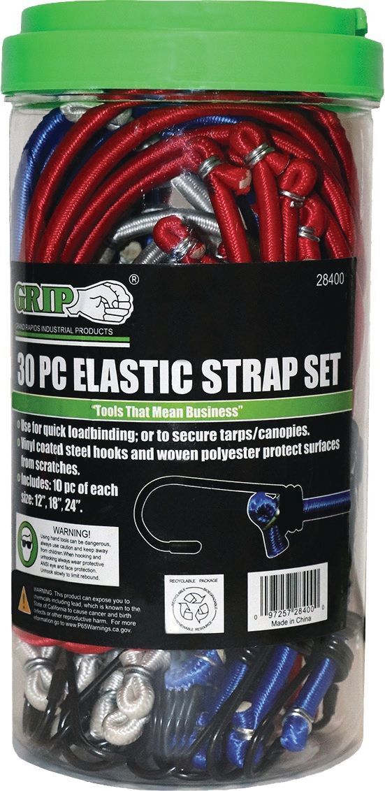 Grip On Tools Elastic Strap Set, 30-Pk