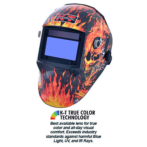 auto darkening motorcycle helmets Welding with 4 LED Lights ANDELI Welder visible grinding KT Industries Flaming Skull Auto