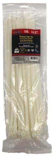 KT Industries Natural Heavy Duty Premium Cable Ties, 14.5-In, 100-Pk