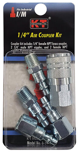 KT Industries Industrial Air Coupler Kit, 1/4-In