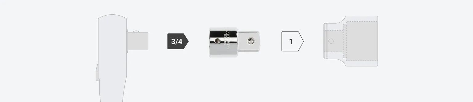 Tekton Socket Adapter, 3/4-In Female Drive x 1-In Male Drive