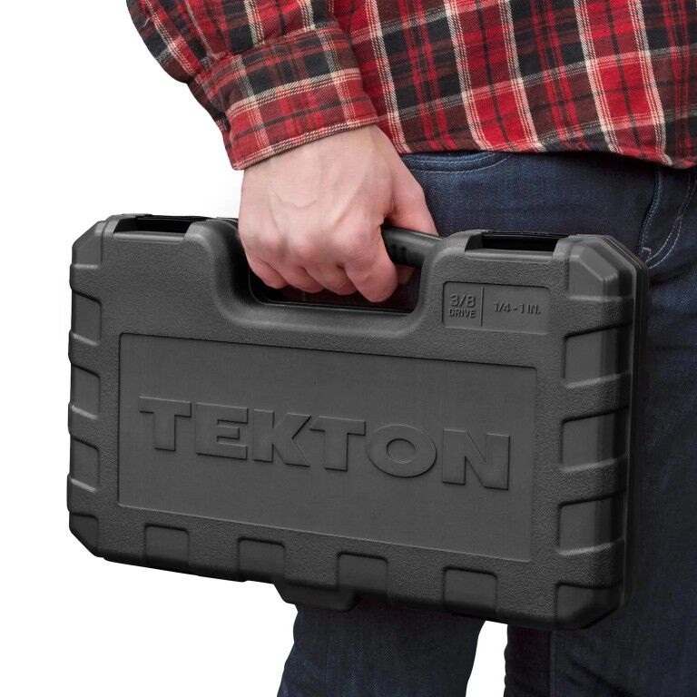 Tekton SAE 6-Point Socket & Rachet Set With Case, 3/8-In Drive, 34-Pc