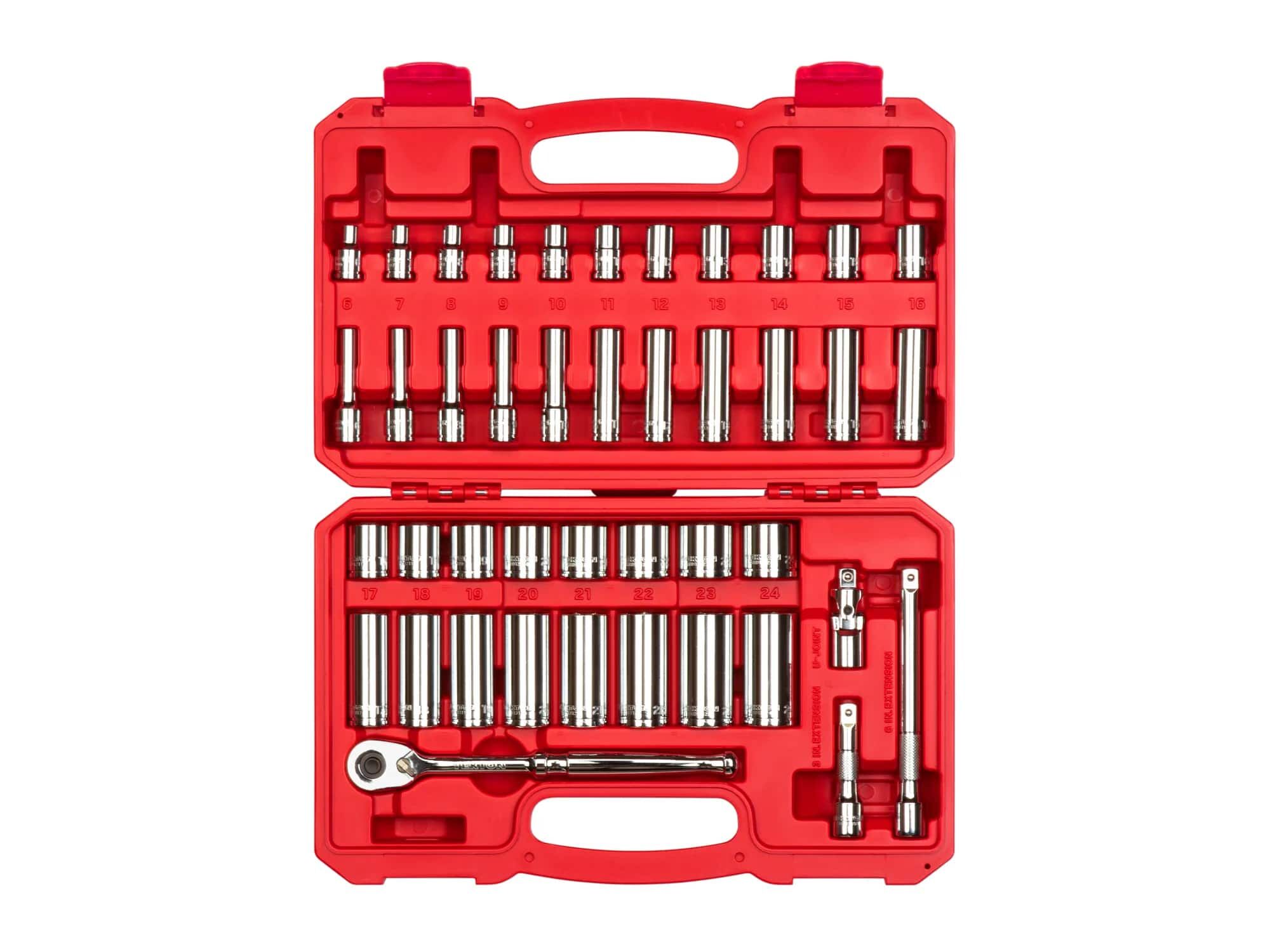 Tekton 3/8-In Drive Ratchet Set with Case, 42-Pc