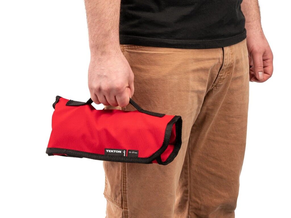 Tekton Angle Head Open End 10-27mm Wrench Set With Pouch, 16-Piece