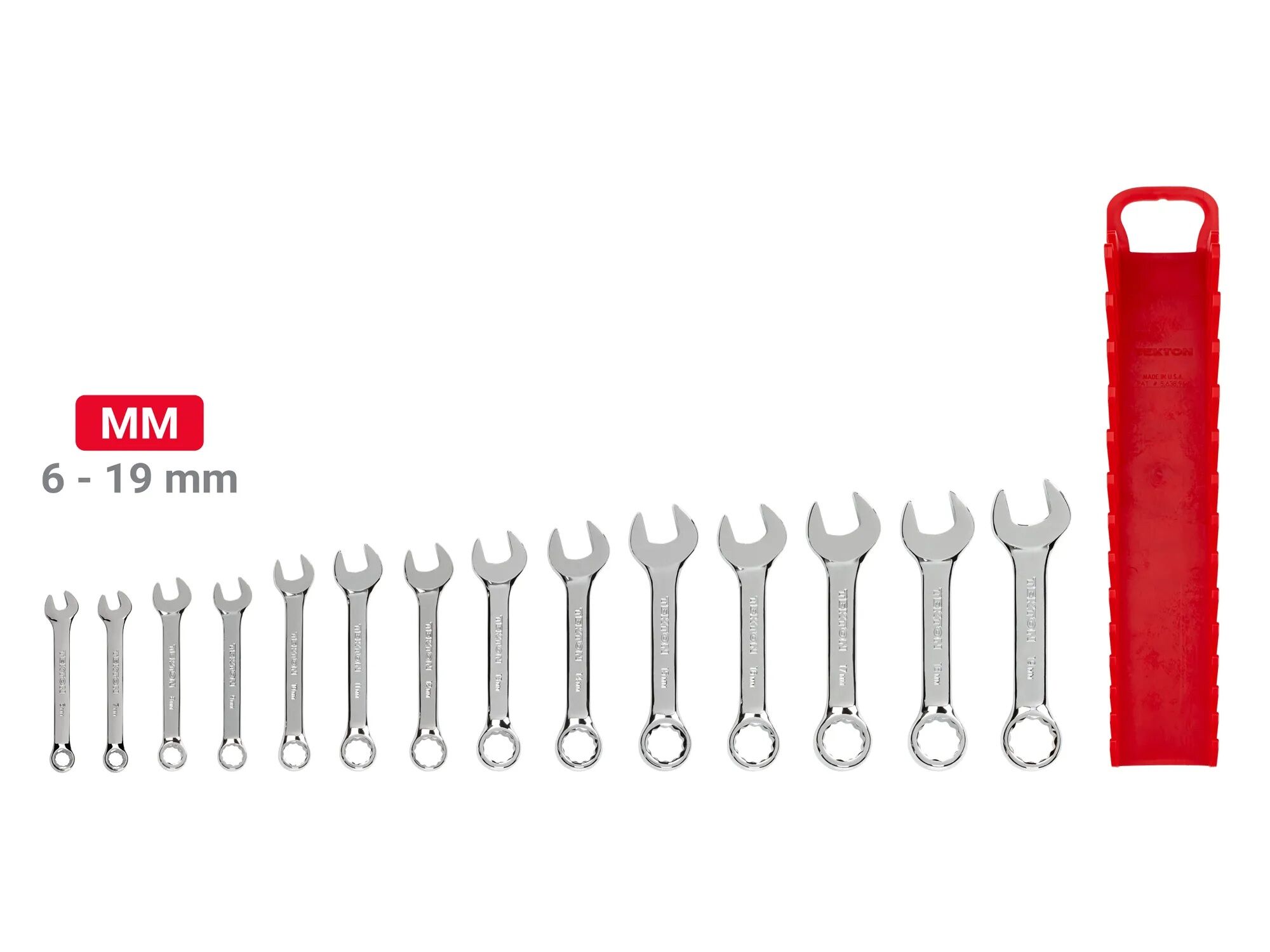 Tekton Stubby Combination Wrench Set With Holder, 14-Pk