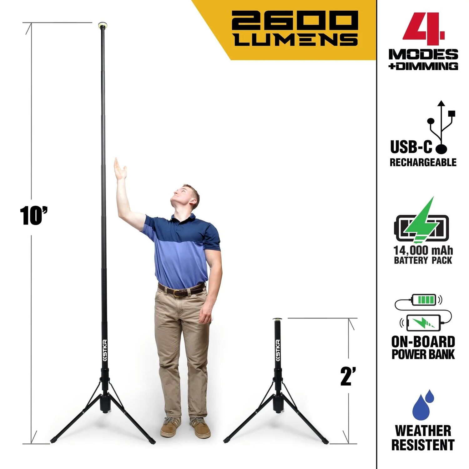 STKR Concepts FLi OVER-LANDER 10-Ft Telescoping Light with Wireless Remote