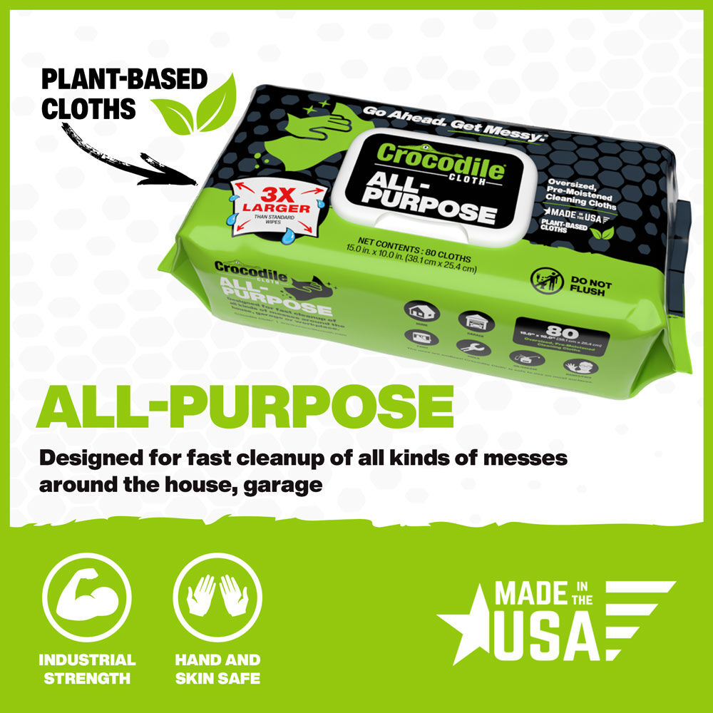 Crocodile Cloth All-Purpose 15 X 10-In Hand Wipes, 80-Ct