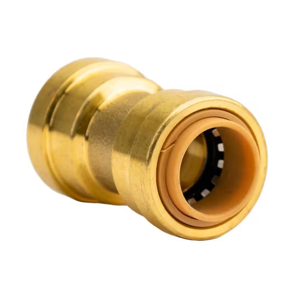QuickFitting Push-to-Connect Brass Coupling Fitting, 1/2-In x 1/2-In