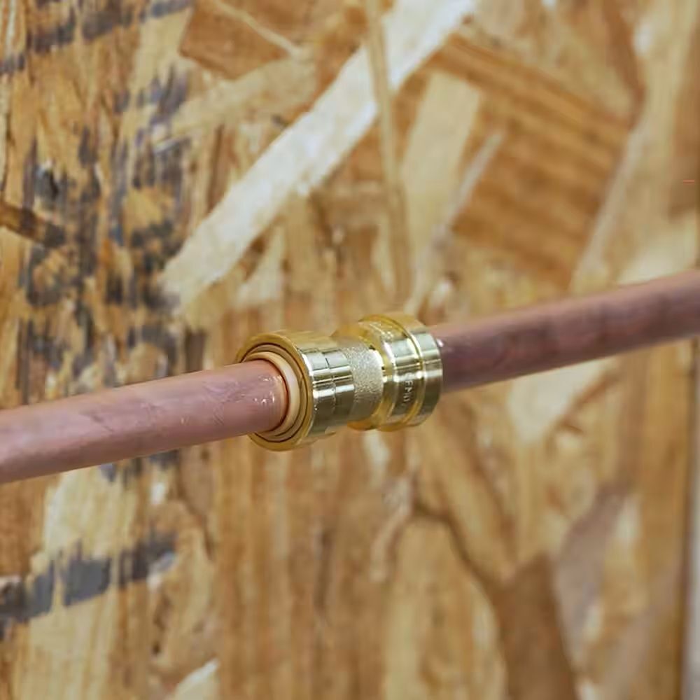 QuickFitting Push-to-Connect Brass Coupling Fitting, 1/2-In x 1/2-In