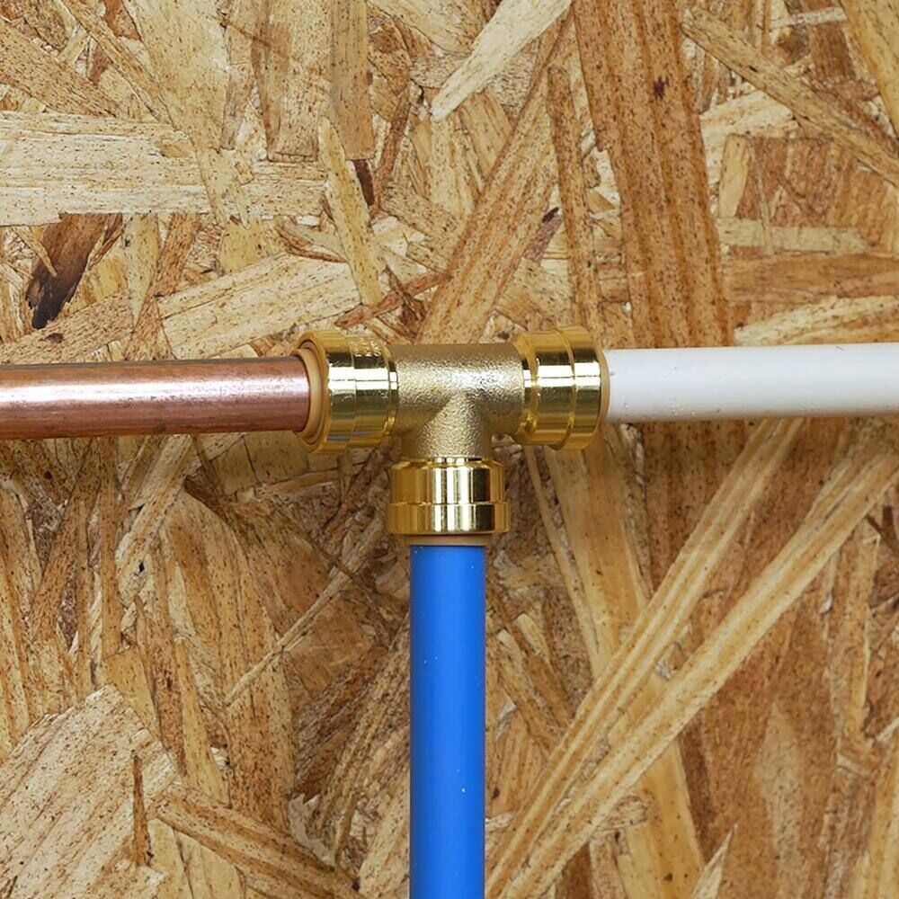 QuickFitting Push-to-Connect Brass Tee Fitting, 1/2-In x 1/2-In x 1/2-In