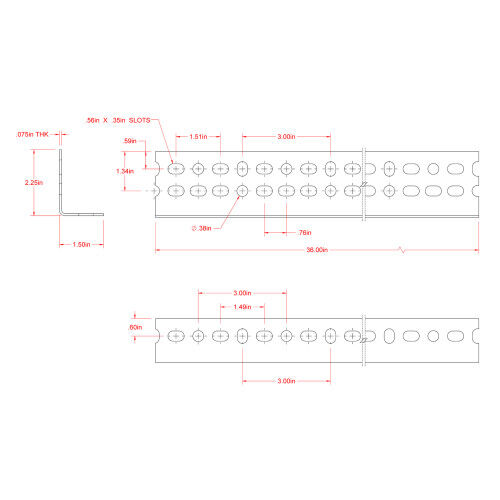 Hillman SteelWorks Slotted Zinc-Plated Offset Angle, 2-1/4 In X 1-1/2 In X 3-Ft